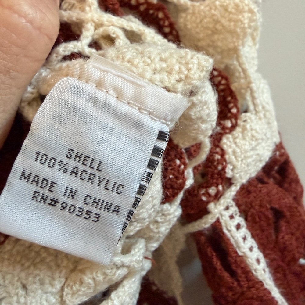 Rebellion Crochet Floral Openwork Sweater - Cream & Rust - Picture 6 of 11